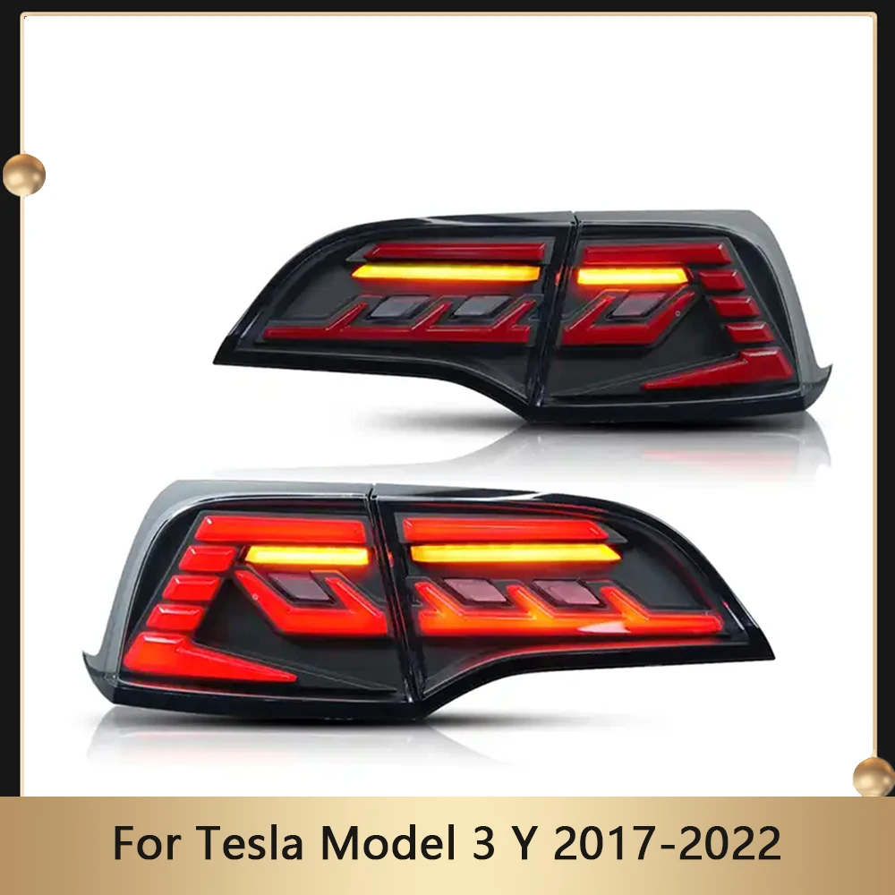 

For Tesla Model 3/Y 2017-2022 Rear Light LED Taillight Model Star Type With Sequential Turning Signal Taillamp Assembly