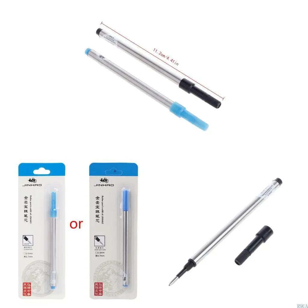 R9UA Jinhao 롤러 볼 롤러 볼 펜 리필 카트리지 블루 블랙 잉크 0.7mm