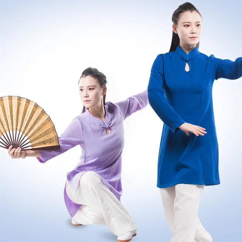 

Одежда Tai Chi из хлопка и льна, дышащая одежда для тренировок, женская одежда для боевых искусств, одежда для выступлений в китайском стиле, новинка 2022