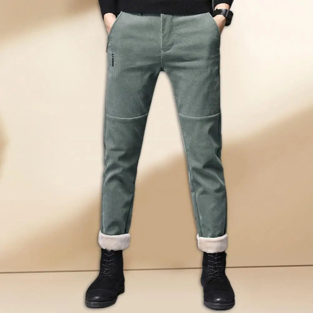 

2023 New Men's Clothing Casual Jeans Winter New Fleece Pants Thick Warm Fashion Straight Fit Male Denim Trousers