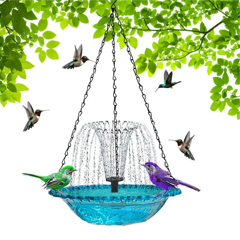 Fountains Hanging Bird Feeder Solar Bird Bath Water Fountain Hanging Solar Powered Hummingbird Bath Bowl For Garden Bird Feeder