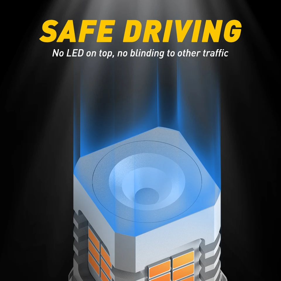 Lampadina LED 3156 P27W Giallo Ambra - Super Luminosa Per Auto, Canbus Ready