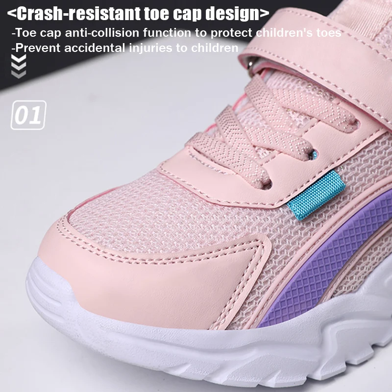 Lightweight Girls School Sneakers - Anti-Slip Breathable Casual Shoes Sizes 28-39