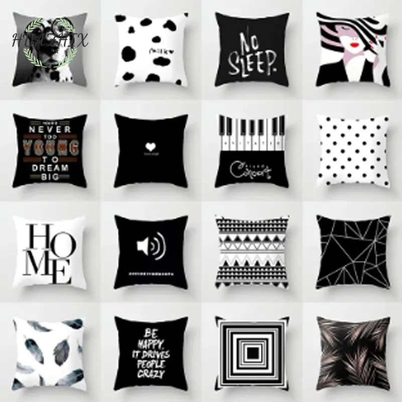 

Modern Style Pillow Cover Black White Geometric Portrait Pillowcase Home Room Car Office Cushion Decorative Pillows for Sofa