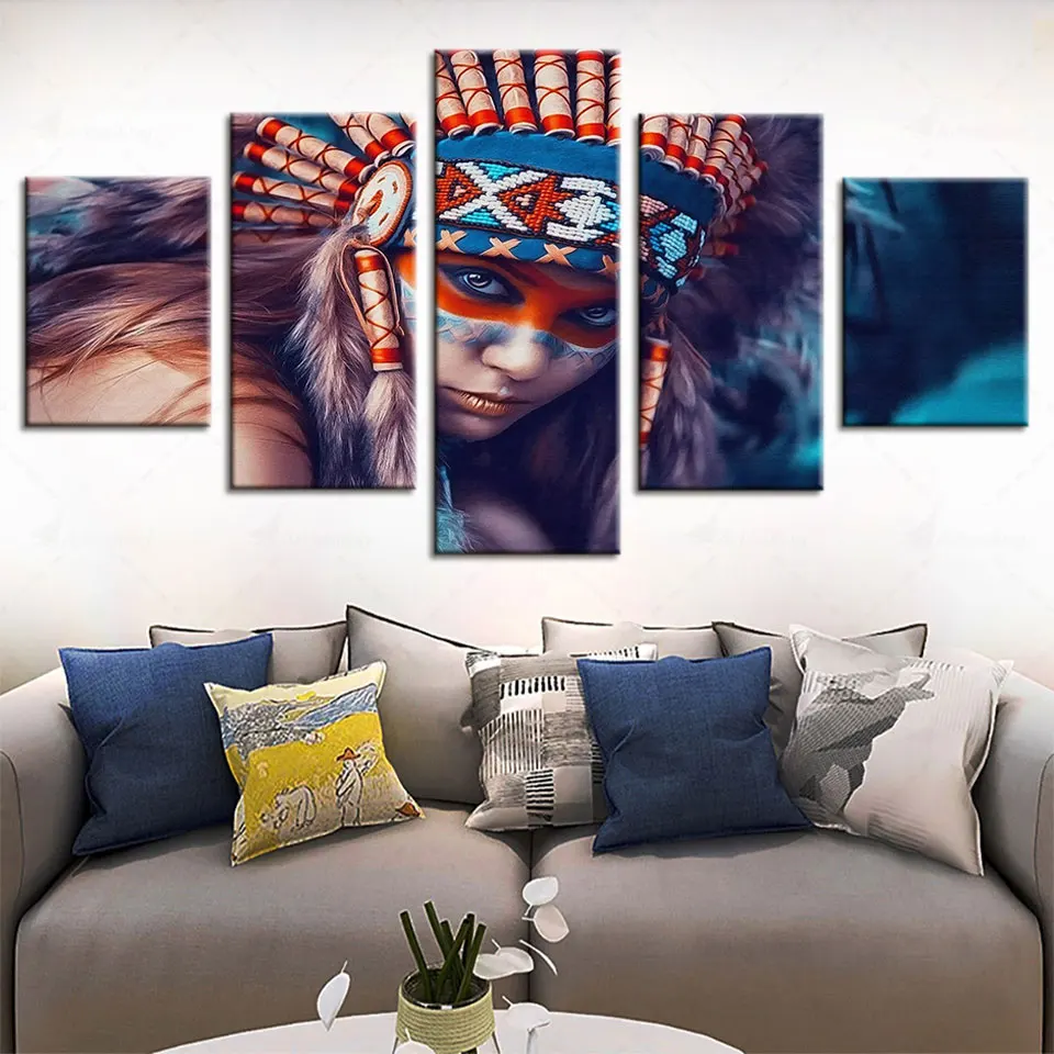 

Artsailing HD Printed 5 Piece Canvas Art Indians Girl Painting Wall Pictures Home Decor Room Decoration Aesthetic Free Shipping