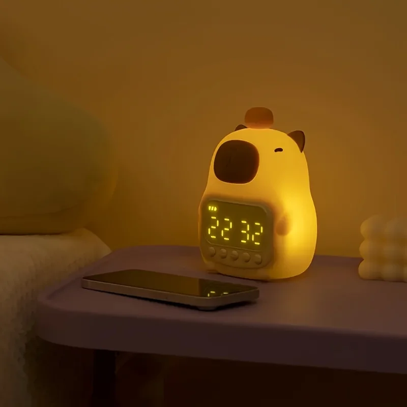 Capibala alarm clock night light digital display vibration wake-up battery-powered charging is suitable for home and hotel use