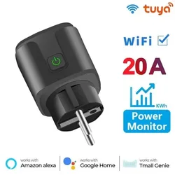 Smart WiFi Socket EU Plug with Power Monitoring and Voice Control - EU Plug (Black)