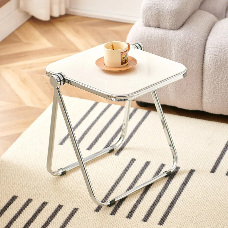 Folding Acrylic sofa side table INS living room  corner transparent small coffee table Mini low bedroom bedside table Furniture
