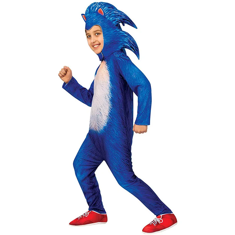

Children Blue Hedge Jumpsuit Hog Cosplay Costumes with Headgear for Kids Birthday Party Gift Dress Halloween Carnival Costumes