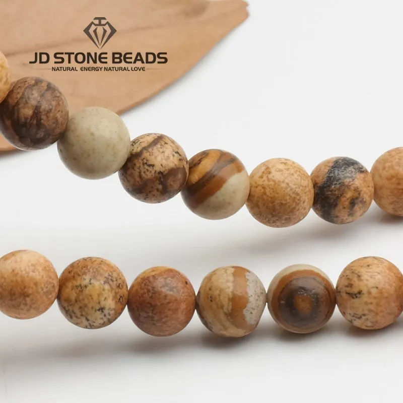 Natural Picture Jasper Stone Round Loose Spacer Beads 15