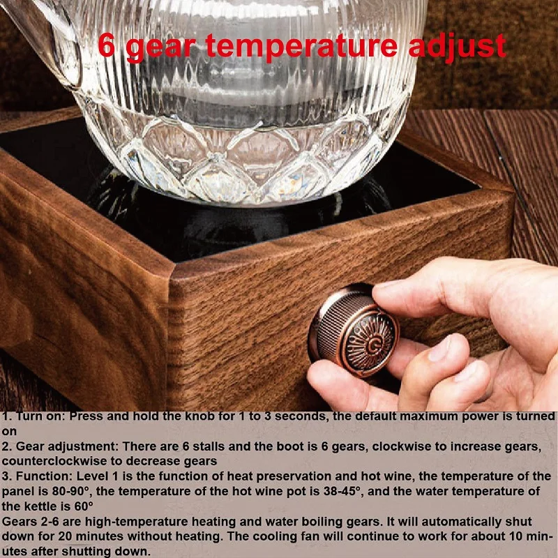 750W/1000W Electric Ceramic Stove Walnut Wood Home Tea Making Machine Coffee Hot Plates Multi-function Boiling Water Heater 220V 2