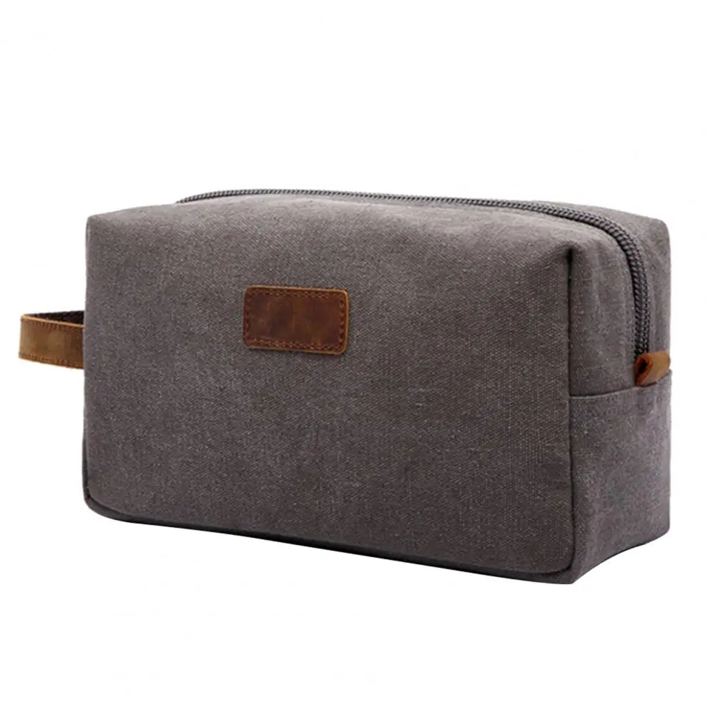 Portable Women Retro Canvas Bag Wear-resistant Toiletry Bag Cosmetic Makeup Pouch Organizer Men's Fashion Zipper For Travel