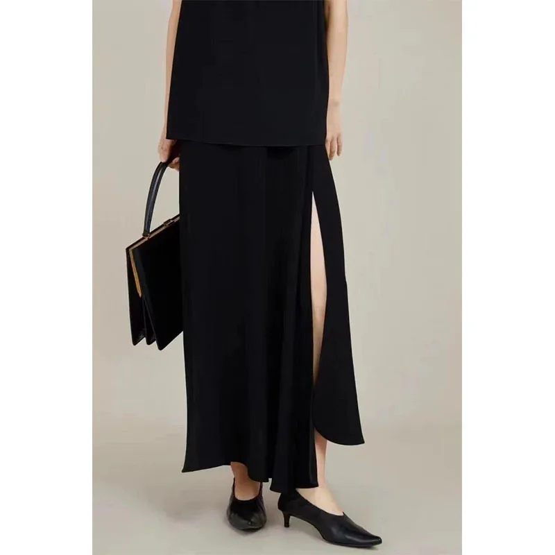 

Ацетатная Высококачественная модная длинная юбка с разрезом