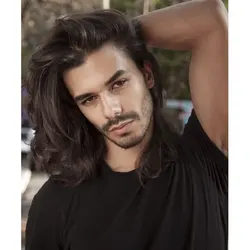12inch Long Hair Men's Toupee Brazilian Human Hair Mens Wigs Thin Skin Base PU Replacement Mens Toupee 10Γ8 Hair Pieces For Men