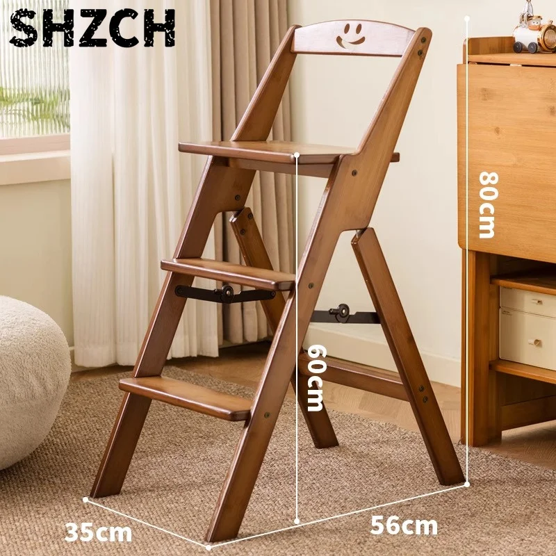 등받이가 있는 패딩 처리된 발판, 견고한 접이식 사다리 및 의자 2-in-1, 주방 식료품 저장실용 미끄럼 방지 가정용 스툴