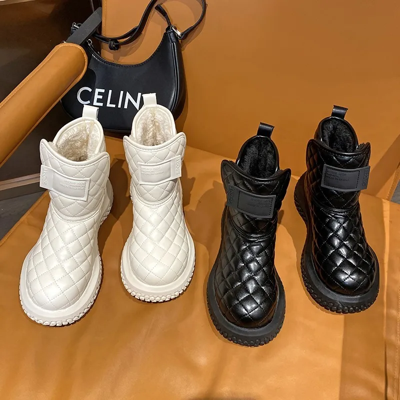 

Lady Boots Winter Shoes For Women Australia Round Toe Boots-Women Flat Heel Med 2023 Rubber Lolita Snow Ankle Rome Solid Fabric