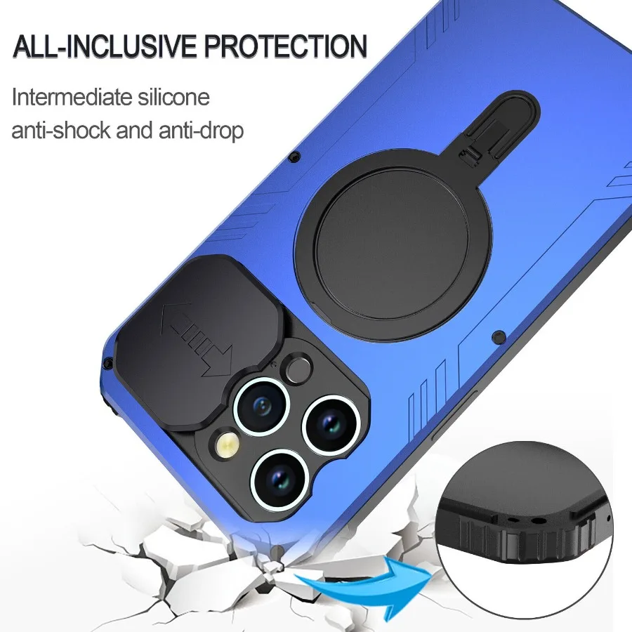 Heavy Duty Metal Armour Case For iPhone With Screen Protector Kickstand and Camera Protection