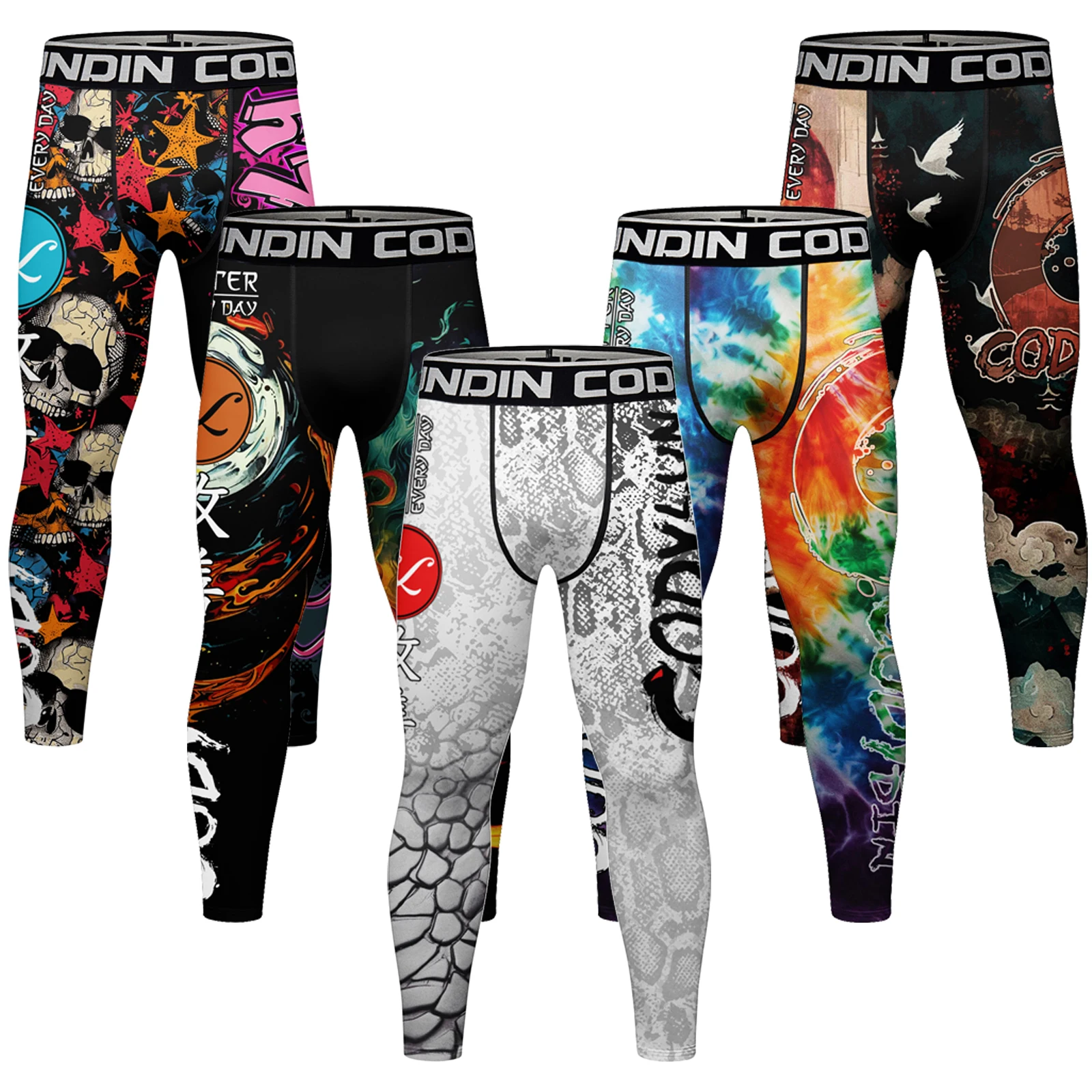 Customized Quick Dry 3D Printed Running Tights Men Compression Sports Leggings Gym Fitness Pants Workout Training Bottoms