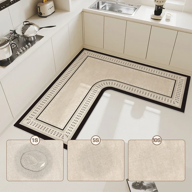 Kitchen Carpet L-Shape Floor Mat Non-slip Area Rug Absorbent Foot Mats Water-absorbent Quick-drying Alfombra De Cocina 주방 카펫 4