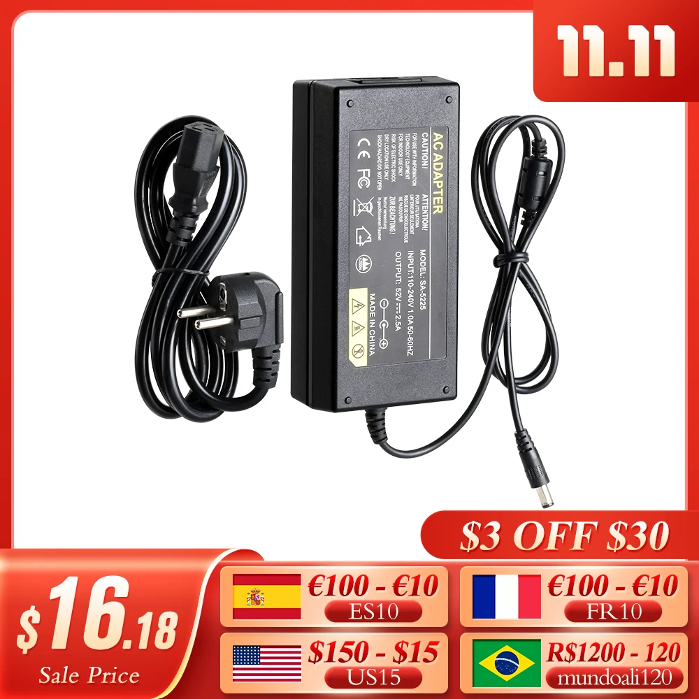 Techage Poe Dvr Nvr Power Adapter 52v 2.5a Power Supply Ac 100240v