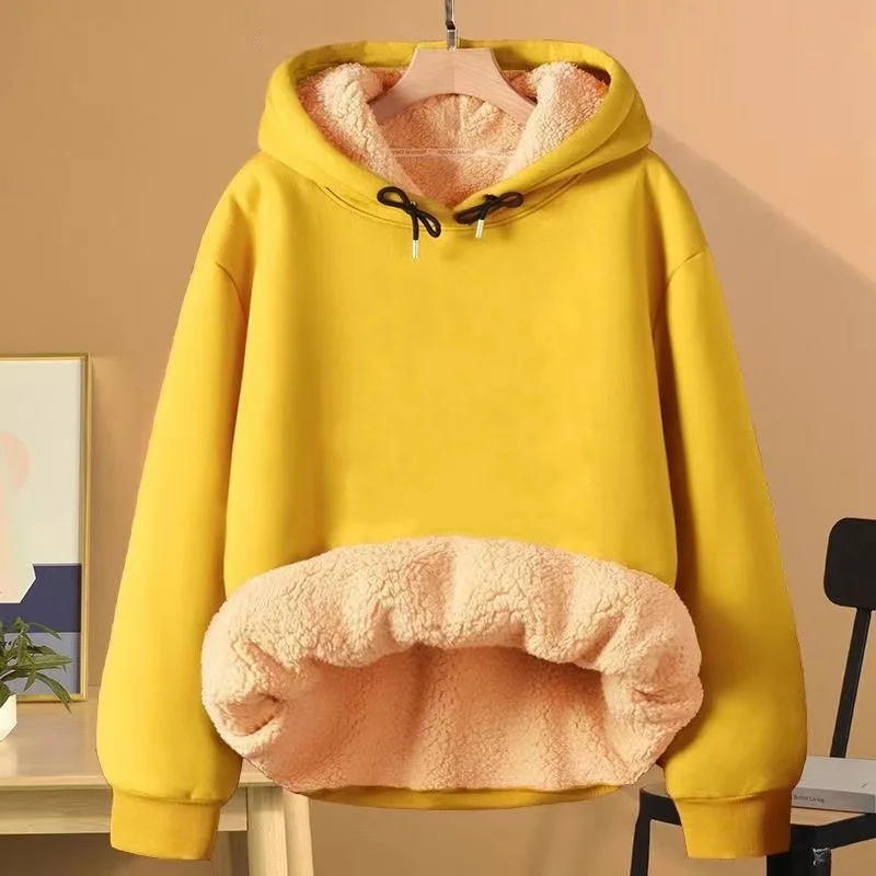 Autumn Winter Hooded Lamb Fleece Hoodie Solid Color Thick Fleece Men Women Warm Casual Versatile customized hoodies,men hoodie