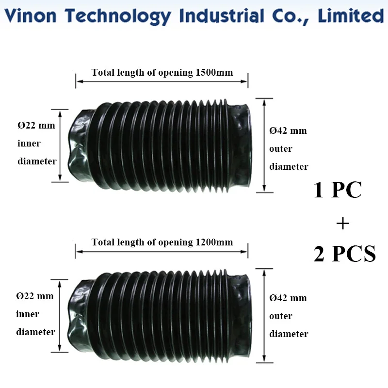 

(1PC+2PCS) Arm Bellows total length of opening 1500mm (1pc) + 1200mm (2pcs), inner diameter 22mm, outer diameter 42mm