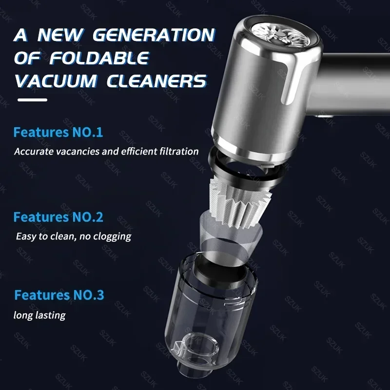 SZUK 148000PA Car Vacuum Cleaner Mini Wireless Handheld Portable Vacuum Cleaner Strong Suction Vacuum Cleaner Cleaning Machine 2