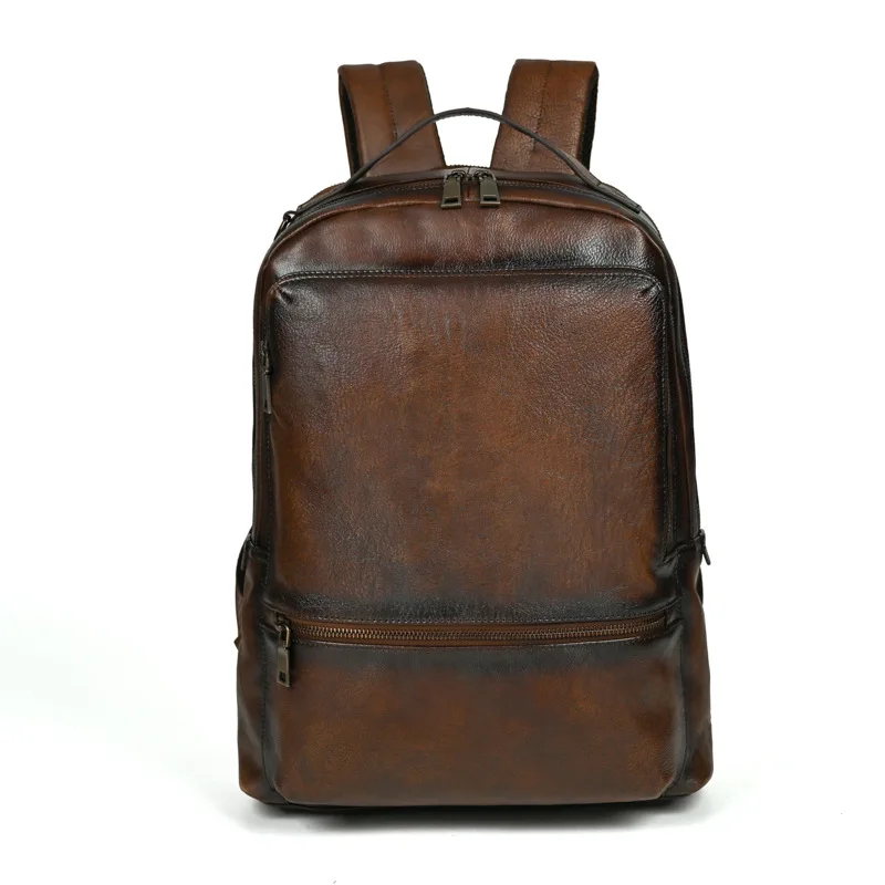 Vintage Leather Backpack 2024 for Men, Business and Leisure, Large Capacity Travel Bag 2