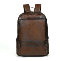 Vintage Leather Backpack 2024 for Men, Business and Leisure, Large Capacity Travel Bag 2