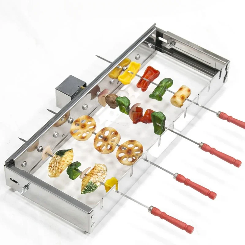 Fully Automatic BBQ Flip Rack Adjustable Width Rolling BBQ String Machine 5V Connect To Power Bank AC/DC