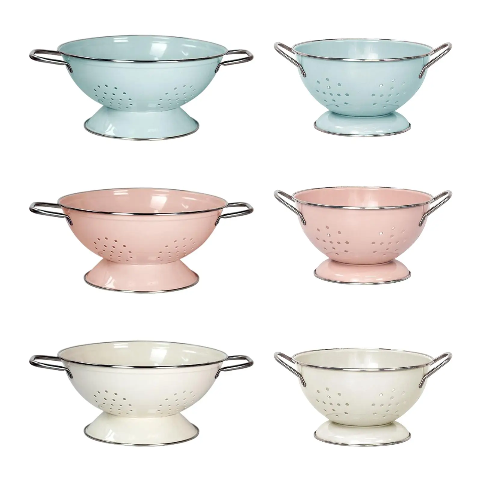 French Retro Fruit Basket Drainage Berry Colander Food Storage Baskets Serving Bowl with Handle for Countertop Veggies Fruits fruit colander