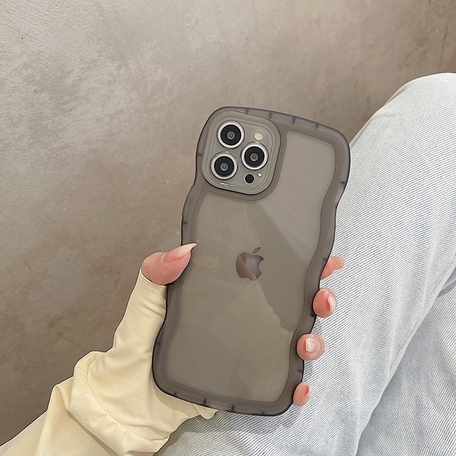 Transparent Wavy lines Phone Case For iPhone 13 12 11 Pro Max X XR XS Max 7 8 Plus SE 2020 Shockproof Bumper Cases Cover