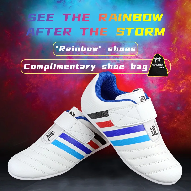 RainbowTaekwondo Training Shoes Indoor Anti Slip Children's Taekwondo Shoes Kickboxing Kung Fu Tae Kwon Do Martial Arts Sneaker