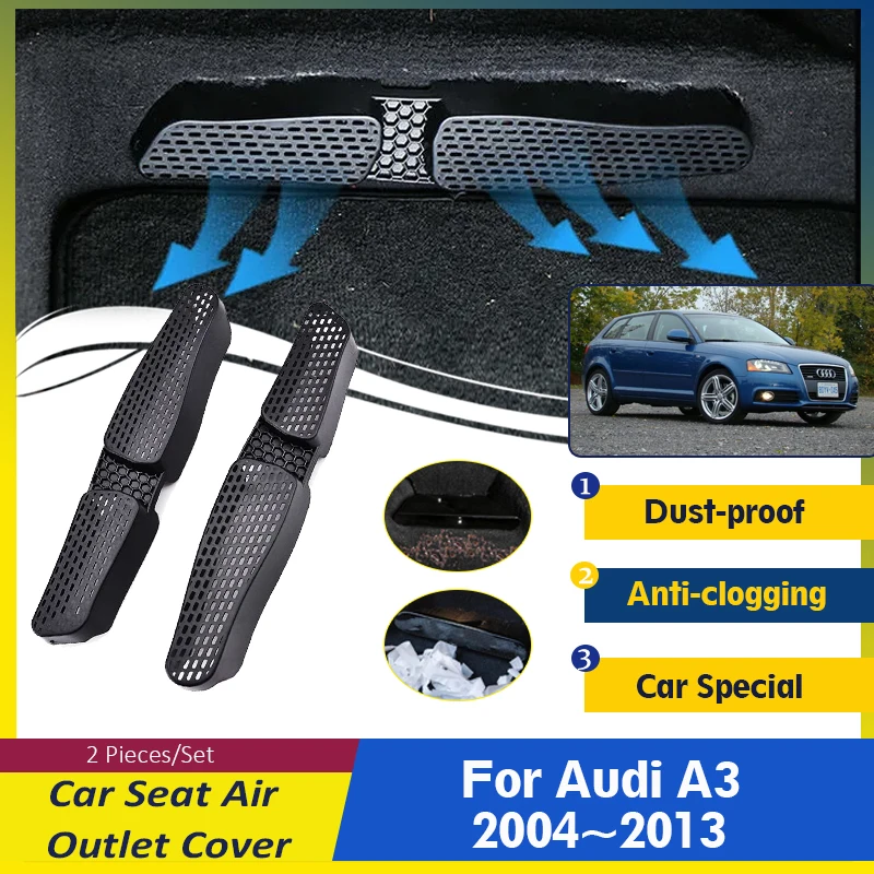 

For Audi A3 Sportback S3 8P 2004~2013 Car Air Outlet Cover ABS Under Seat Conditioner Vents Protection Stylings Auto Accessories