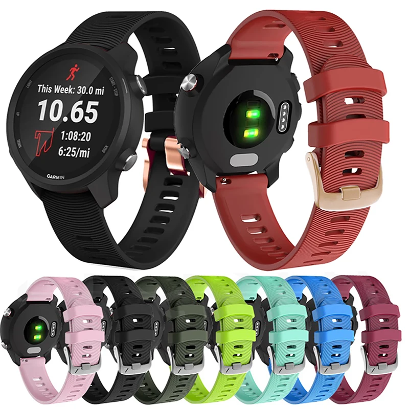 

Silicone Band Strap for Garmin Forerunner 245 245M 645 Music Vivoactive 3 3t Approach S40 Smart Watch Rose gold buckle Wristband