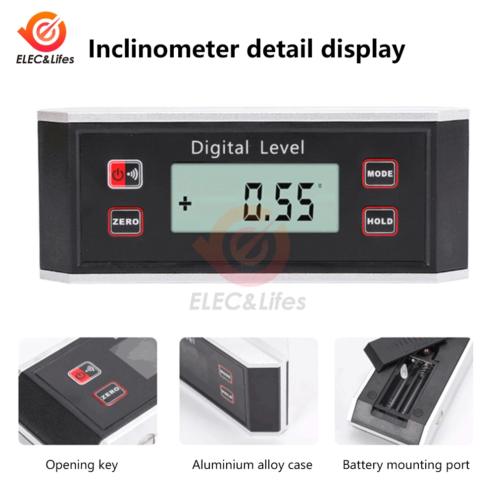 High-precision LCD Magnetic Digital Protractor Inclinometer Level Box Waterproof Angle Meter Finder Angle Finder Meter Bevel Box 3