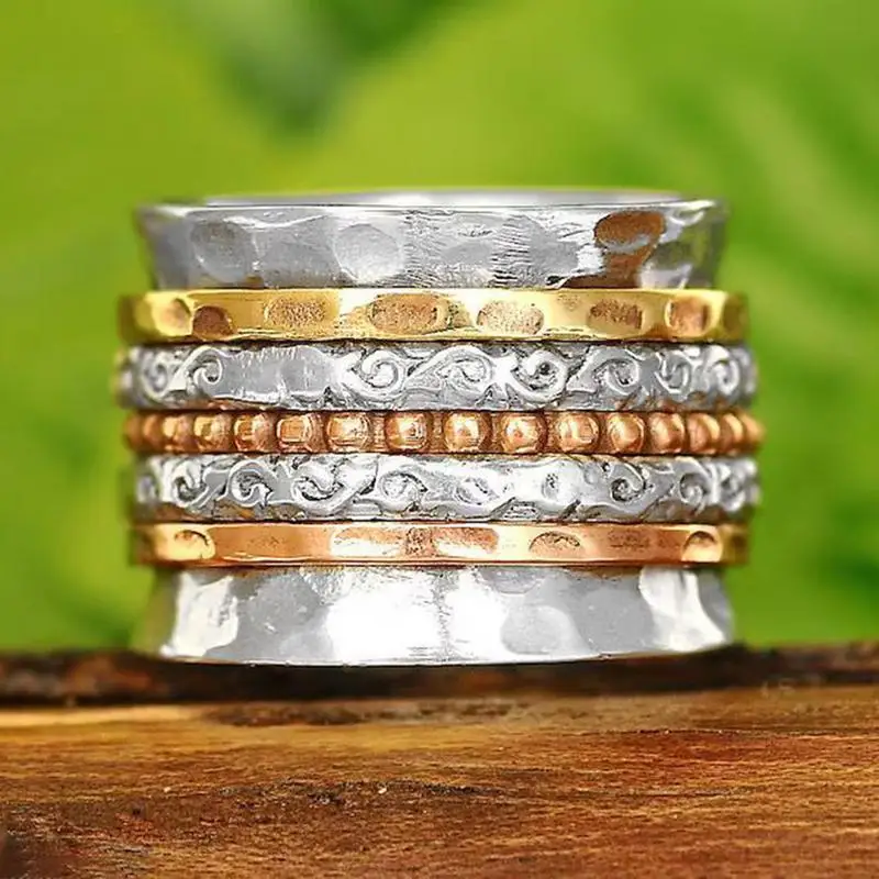 Rotating Ring Spinner Ring For Women Anxiety Reliefs Ring Band Daughter Ring From Mom Adjustable Ring For Women Or Girls 6