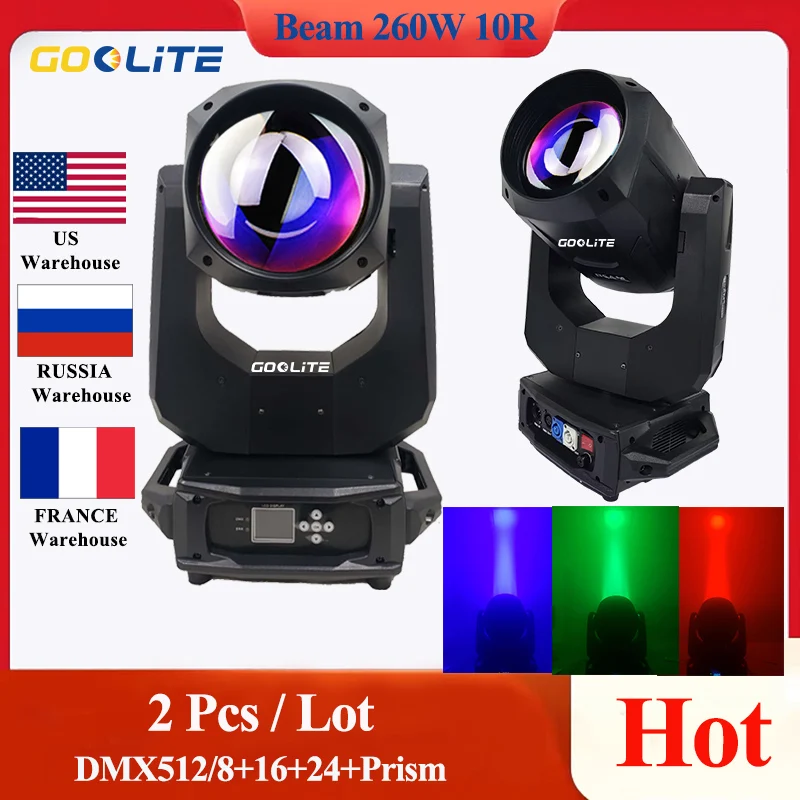 Sin Impuestos, 2 Unidades/Lote, 260W 10R Beam, Luz Móvil DMX para Escenario, Club, DJ, Fiesta, Discoteca, Boda, Evento, Espectáculo, DMX512, Flightcase