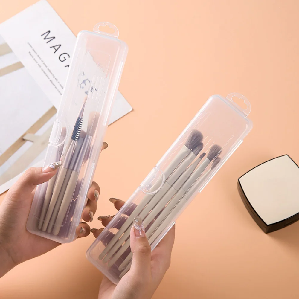 2PCS light travel transparent dust-proof paint eye shadow eyebrow brush finishing box portable makeup brush storage box 2