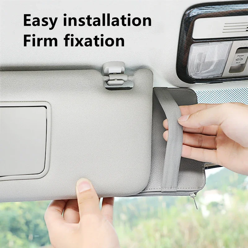 Car Organizer Light Barrier Car Sun Visor Organizer Clip Sunshade Storage Bag Zipper Sunglasses Pen Card Small Files Bracket