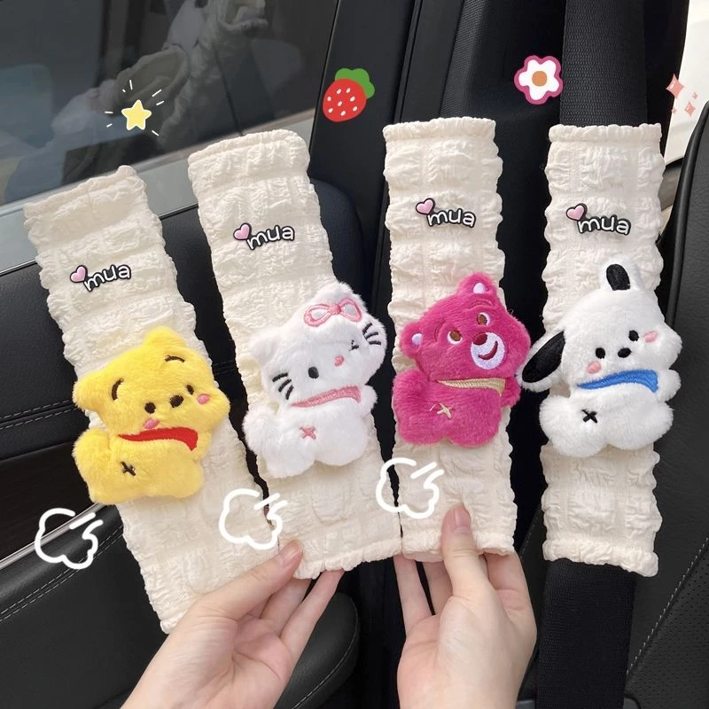 

New Car Seat Belt Shoulder Cover Cute Cartoon Bear Rabbit Frog Universal Soft Car Seat Belt Protective Cover Car Accessories