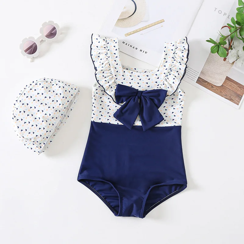 Girls Swimsuit One-piece Bow Fresh Cute Little Girl Hot Spring Quick-drying Swimsuit