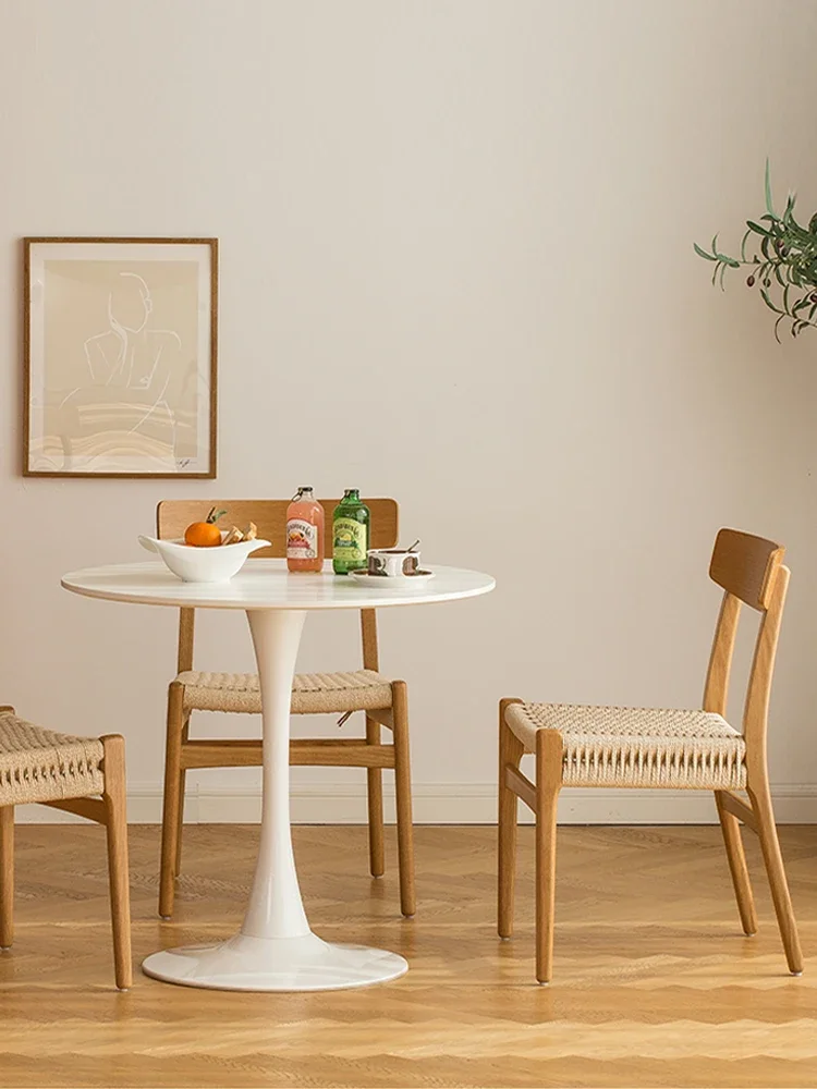 Retro Japanese Wabi-sabi Rope Woven Dining Chair Solid Wood