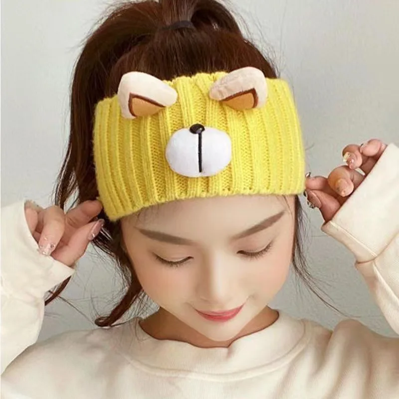 New Women Cute Cartoon Bear Cap Hat Girl Lady Stretch Knitted Crochet Ponytail Beanies Hat Cap For Women 6