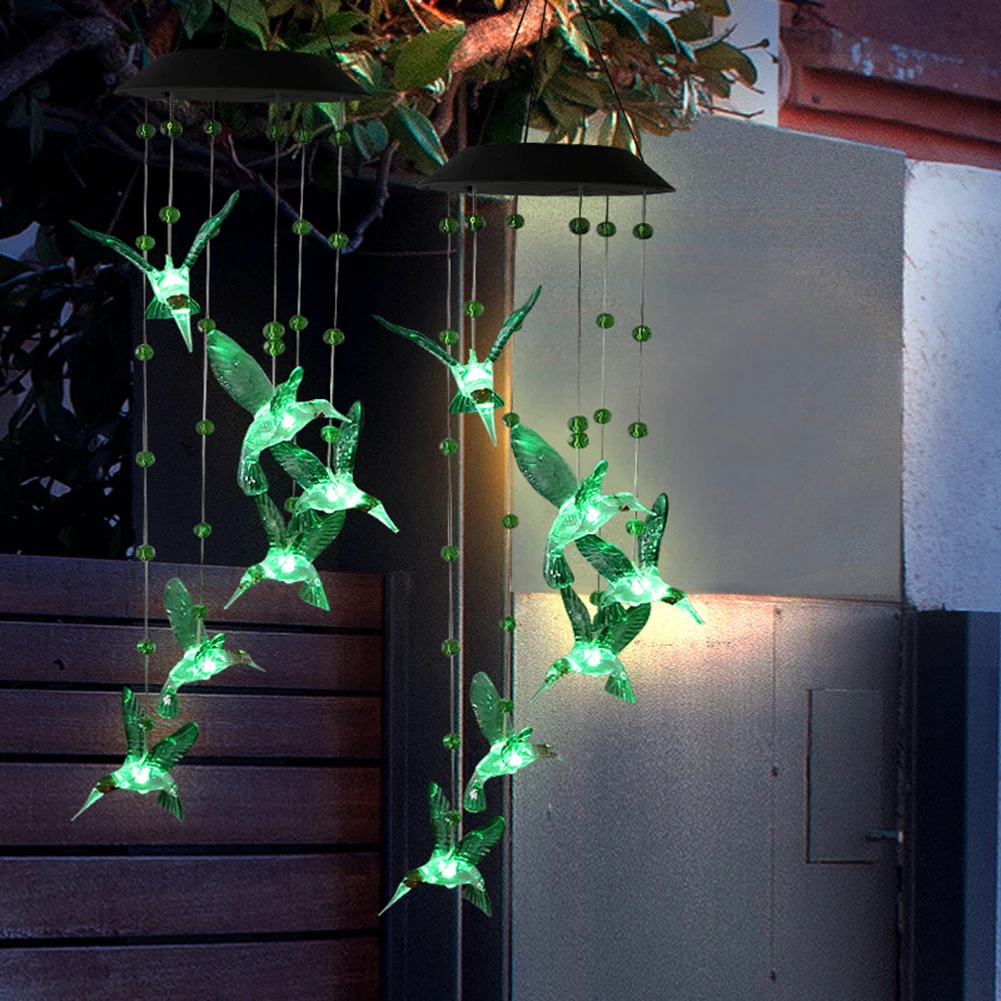 solar street light LED Solar Wind Chime Crystal Ball Hummingbird Wind Chime Light Color Changing Waterproof Hanging Solar Light For Home Garden decorative solar lights