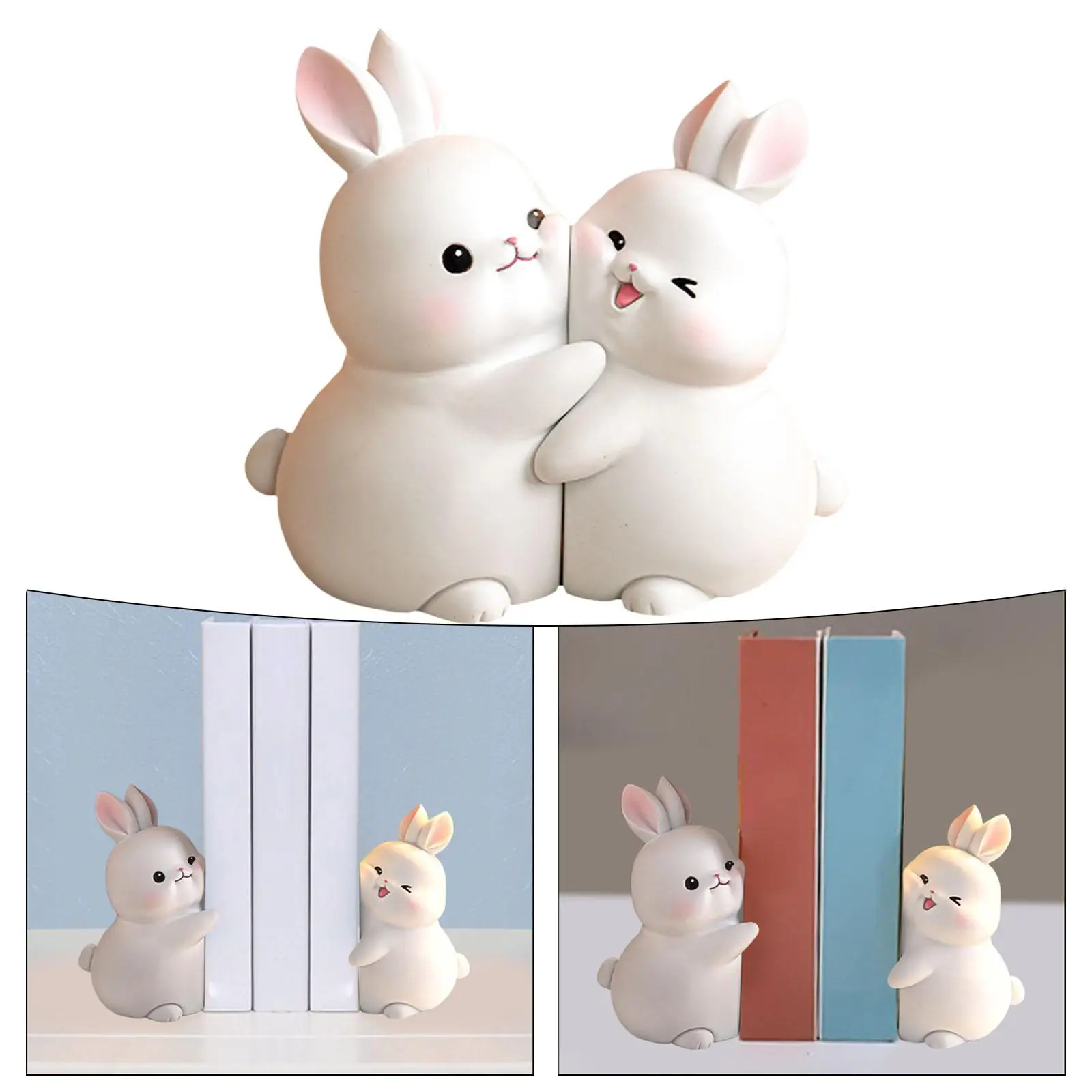 Lovely Rabbit Bookend Bunny Book Ends Book Stand Holder Decorative Bookends for Desk Office Home Shelf Ornaments book holder book stand