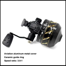 

High-quality Fishing Reel Aluminum Alloy Cover Metal Gear Anti-fall Anti-corrosion Speed Ratio 3.9:1 Large Capacity Line