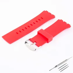 Silicone Sports Waterproof Watch Band with Buckle - 24mm - 24mm (Red)