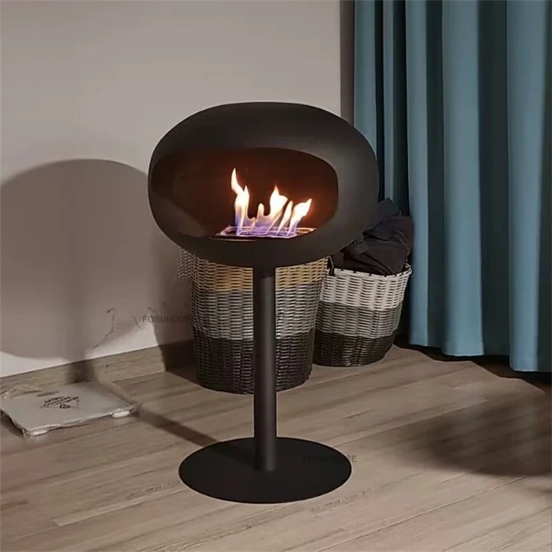 เตาผิงเหล็กดัดสไตล์นอร์ดิก ของตกแต่งบ้านวิลล่าสุดสร้างสรรค์ ศิลปะตกแต่งห้องนั่งเล่น เครื่องทำความร้อนสุดหรูแบบตั้งพื้น 1