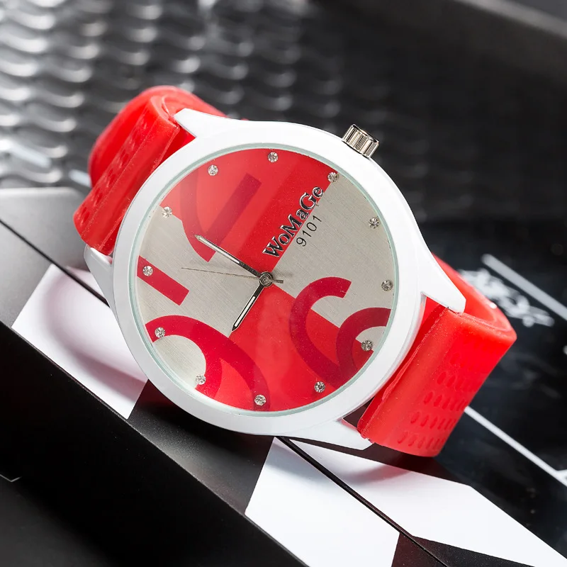 Womage Watch Women Green Watches Fashion Big Number Quartz Wristwatches Women Ladies Gilrs Silicone Sports Watches reloj mujer 6